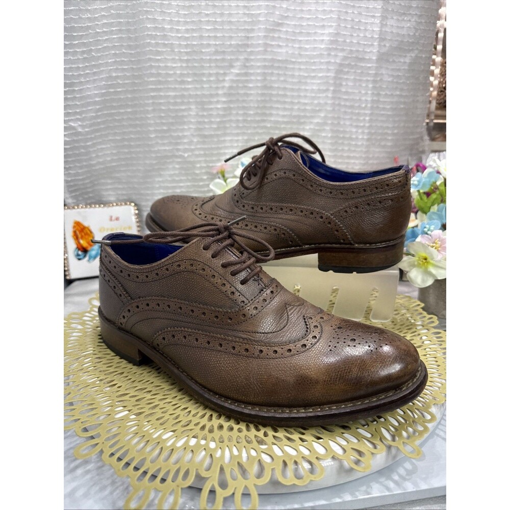 (N6) Ted Baker Mens Guri 7 Brown Oxford Brogue Dress Shoes Wingtip Size 8